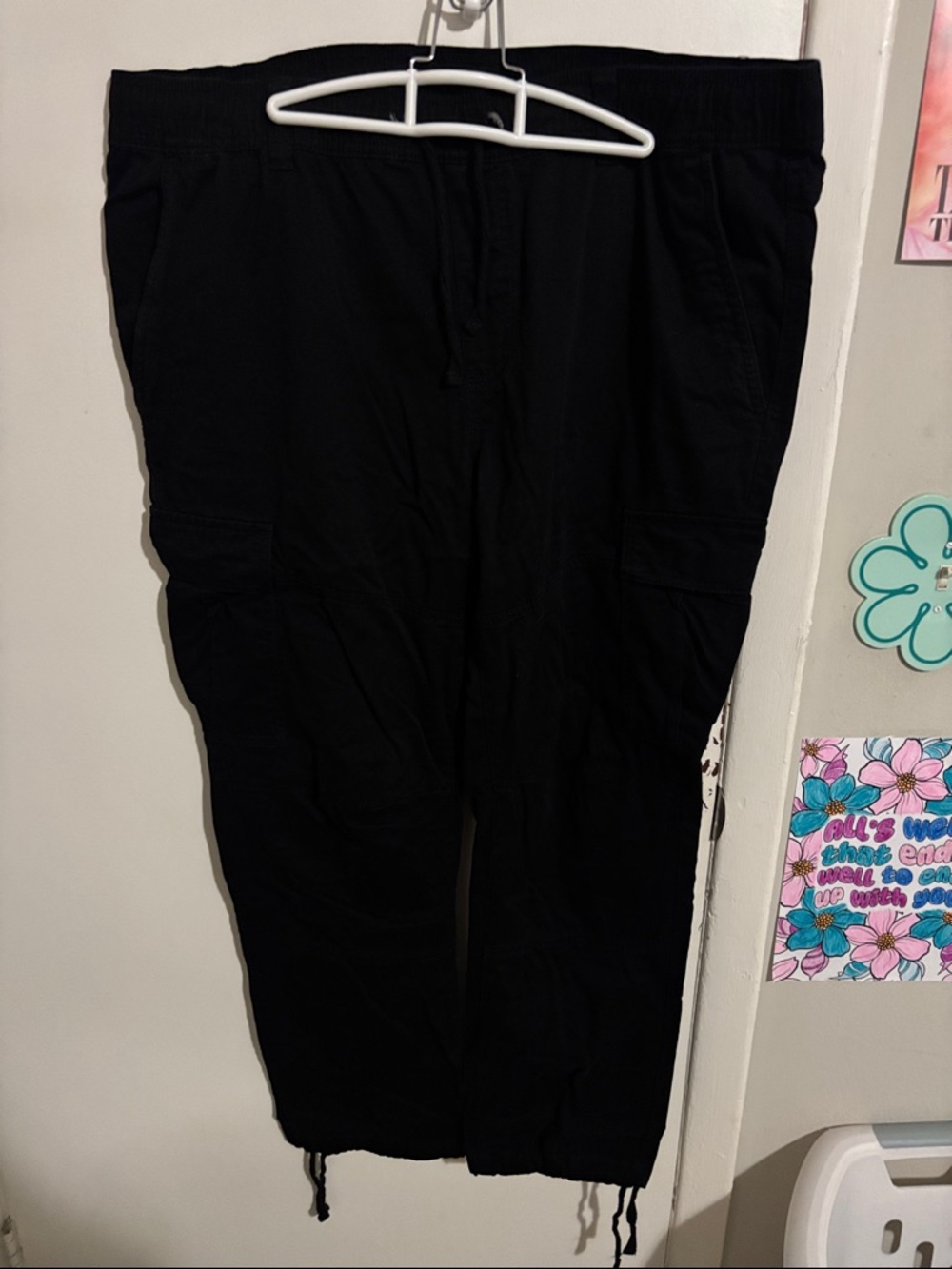 Men's XL No Boundaries Tie-Off Cargo Pants Black